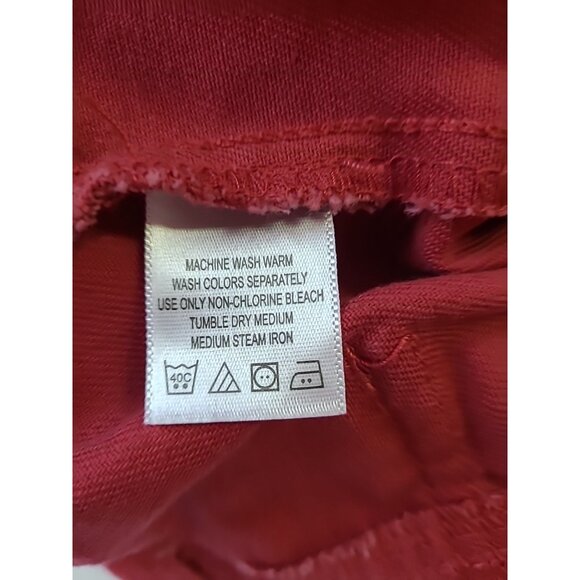 CHADWICKS Red Jean Style Cotton Jacket 16 Front Pockets Buttons Trucker - Picture 16 of 16